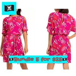 🏴‍☠️Bundle 5 for $25🏴‍☠️ TRINA TURK Passion Pink Bernice Cold Shoulder Tie Dress
